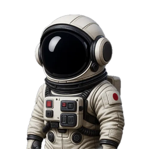 Quick Transparent で背景を透過した宇宙飛行士アイコン。右腕と腰の隙間も透過されている